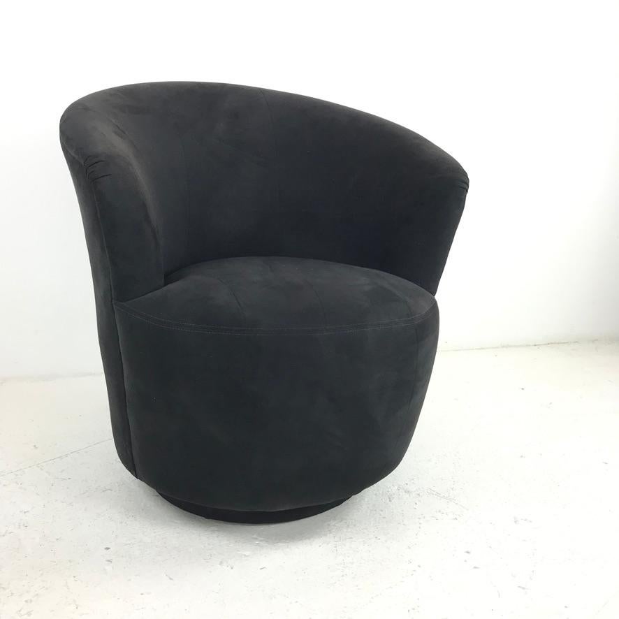 Pigskin Suede Swivel Chair by Century In Good Condition In Dallas, TX