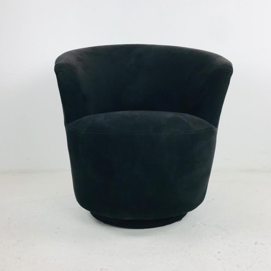 Upholstery Pigskin Suede Swivel Chair by Century