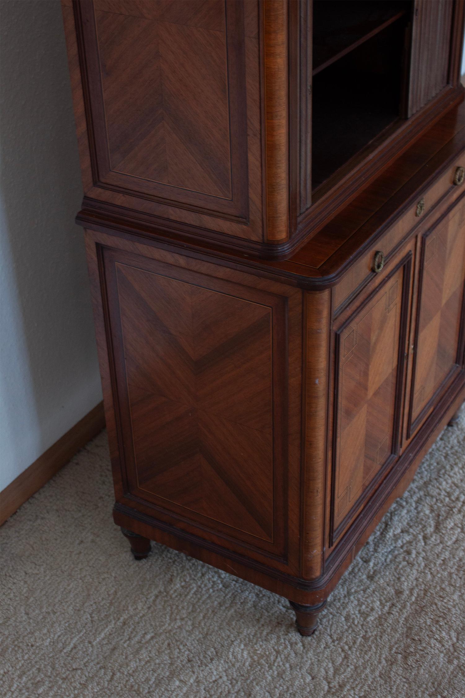 Pihouée 20th Century Antique French Art Nouveu Cabinet Rolle-Top Inlaid wood en vente 3