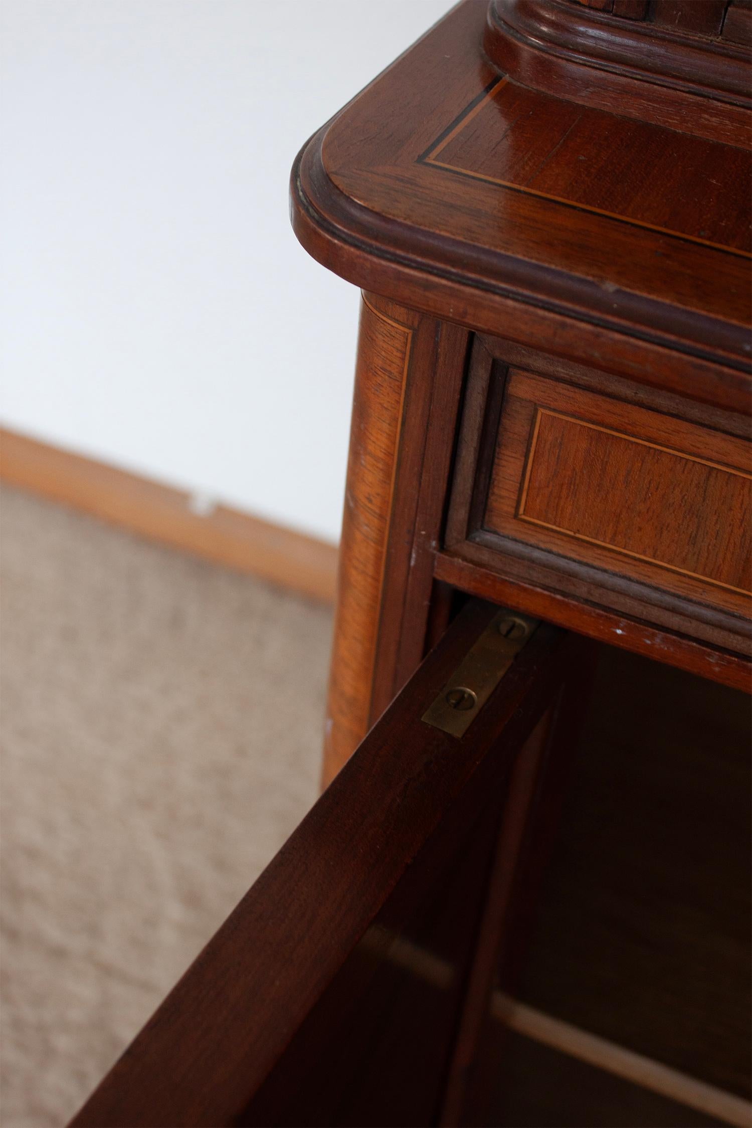 Pihouée 20th Century Antique French Art Nouveu Cabinet Rolle-Top Inlaid wood en vente 6