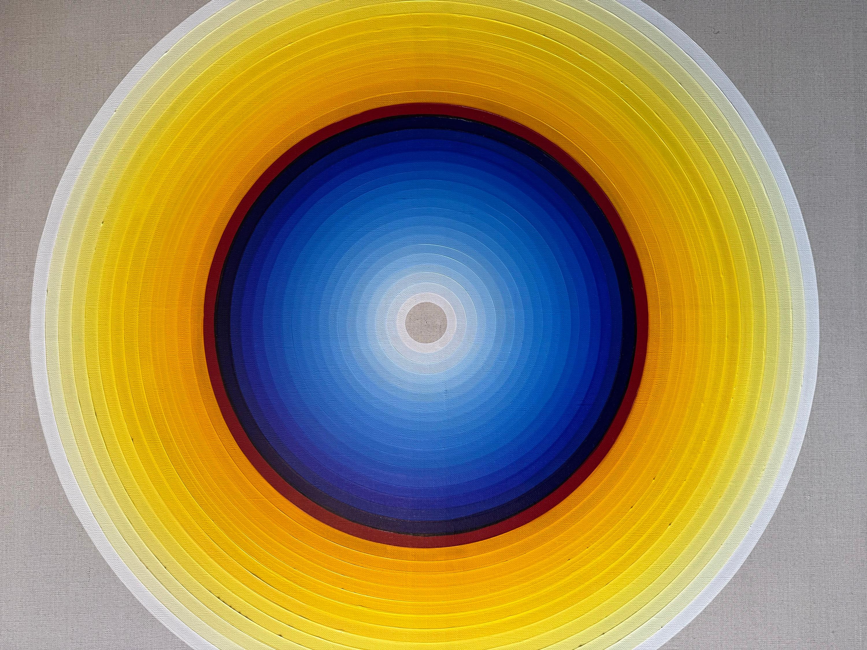 Piicasa, Helios Blues, 2023

Oil on Canvas

100 x 100 cm (39.37 x 39.37 in)

Hand-signed by the artist on the reverse 

Callum Simmons, aka Piicasa creates a series of paintings with contrasting colours, fields and shapes inspired by nature and his