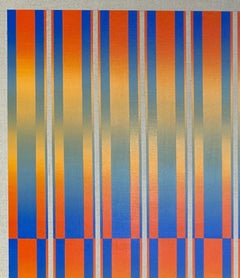 Luminance Flux - Geometric Oil Painting in Op Art and Hard-Edge Tradition