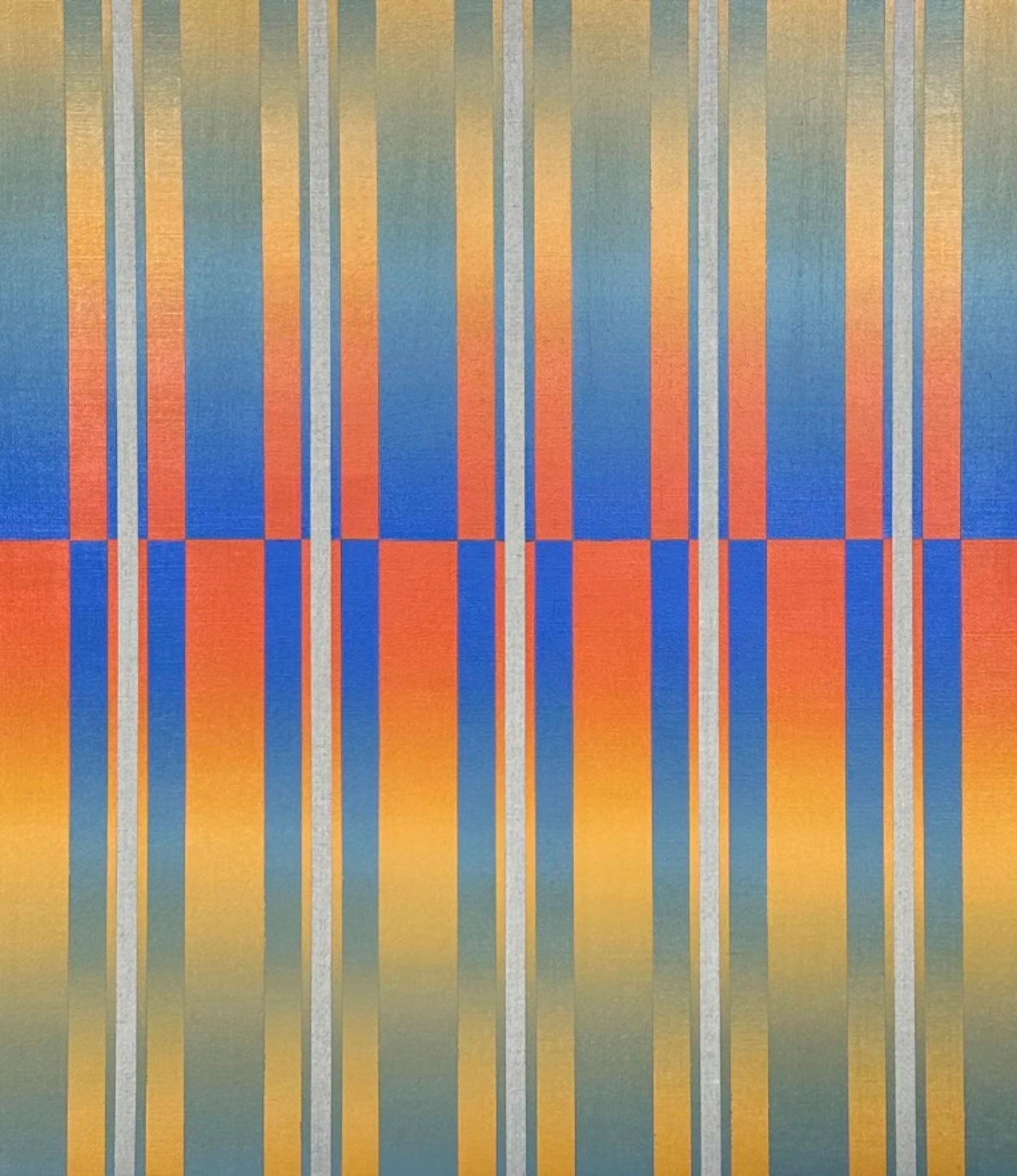 Piicasa, Luminanz-Fluss, 2023

Sprühfarbe auf Holz

Öl auf Leinwand

100 x 100 cm (39,37 x 39,37 Zoll)

Callum Simmons, alias Piicasa, schafft eine Reihe von Gemälden mit kontrastreichen Farben, Feldern und Formen, die von der Natur und seiner