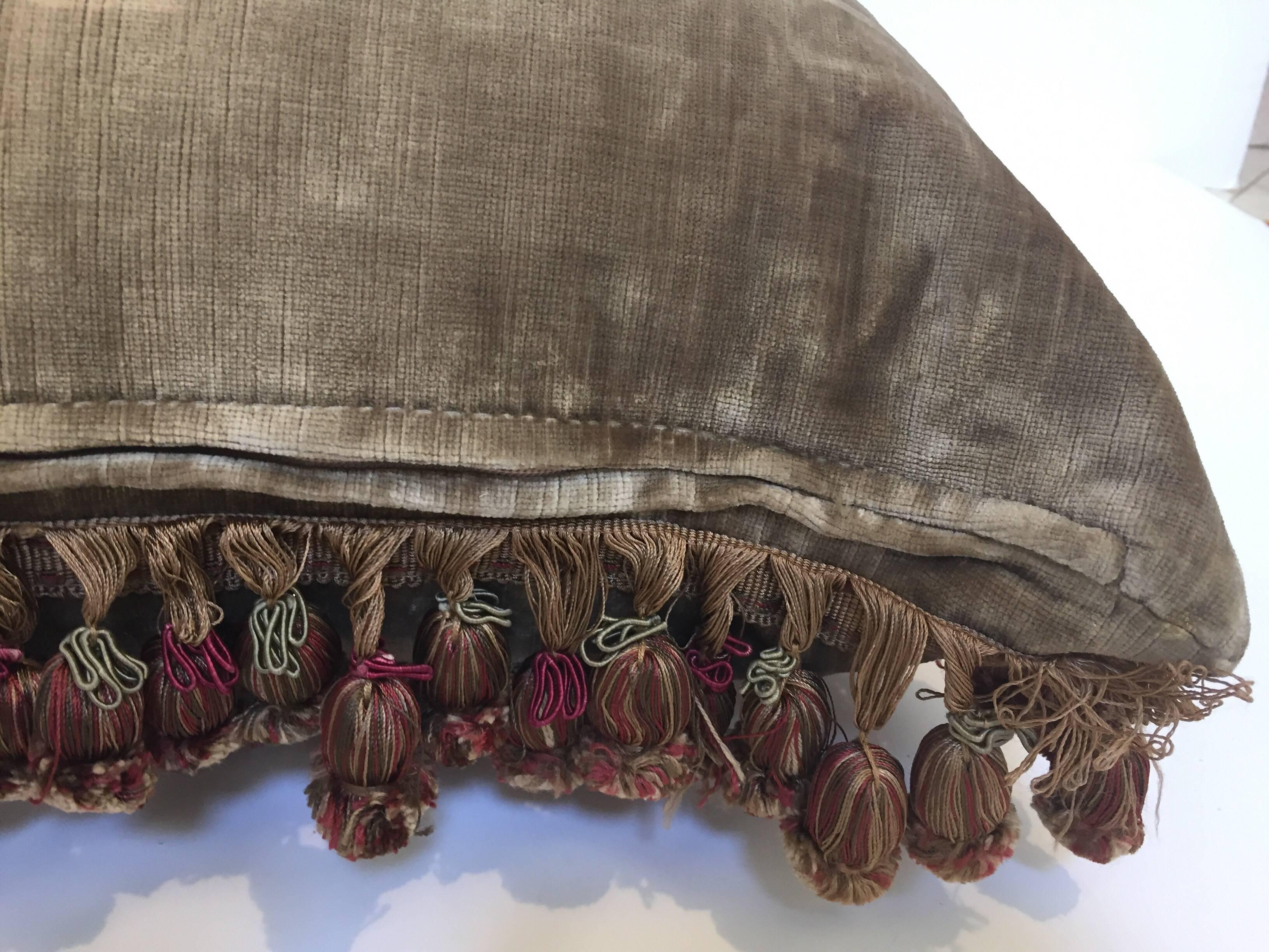 19th Century Silk Velvet Antique Textile Fragment Framed into a Pillow 8