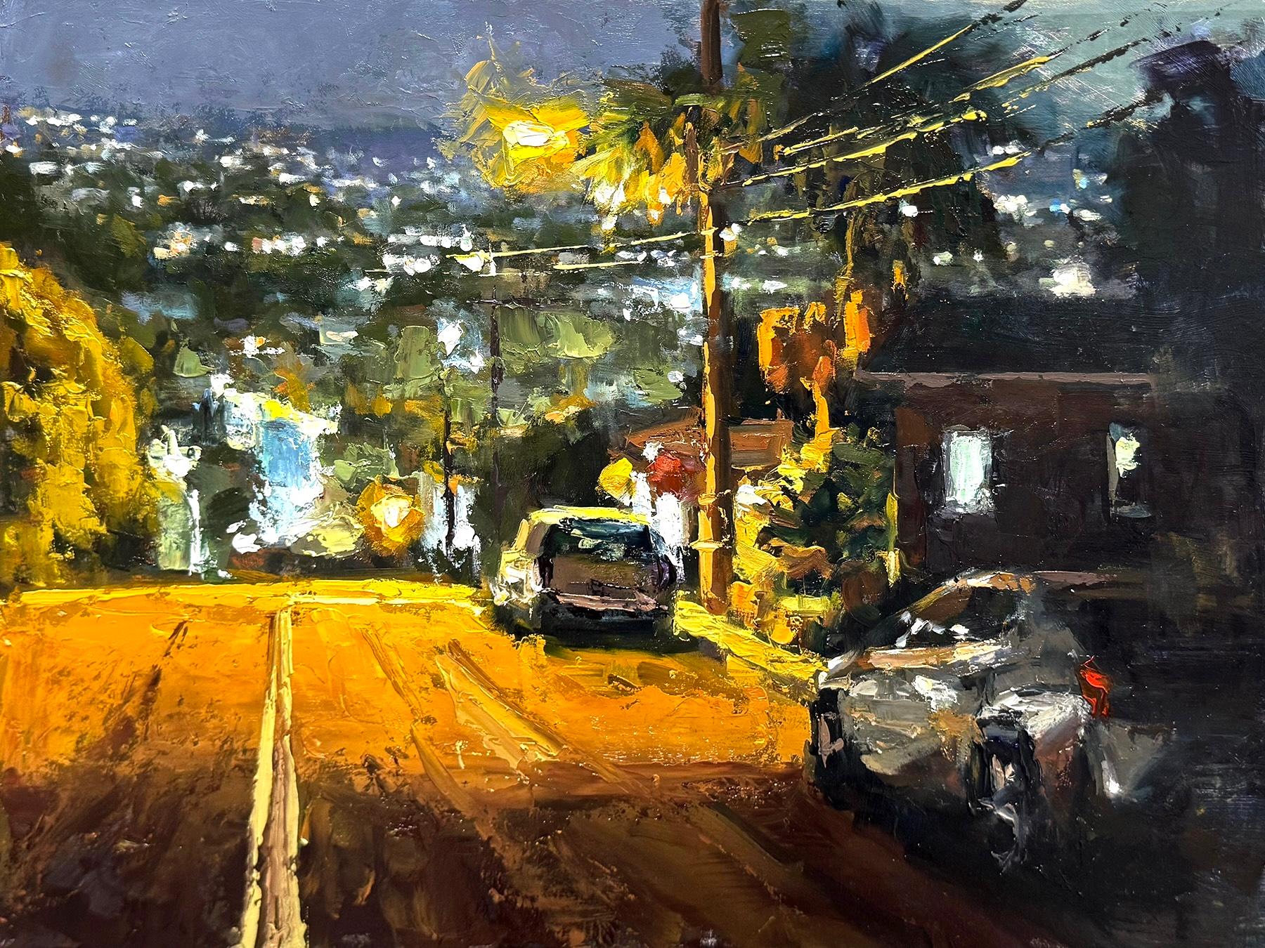 "Acacia Drive"  Contemporary Impressionist Scene of Laguna Beach