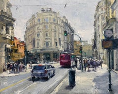 « Après-midi à Rome » - Paysage urbain impressionniste moderne coloré