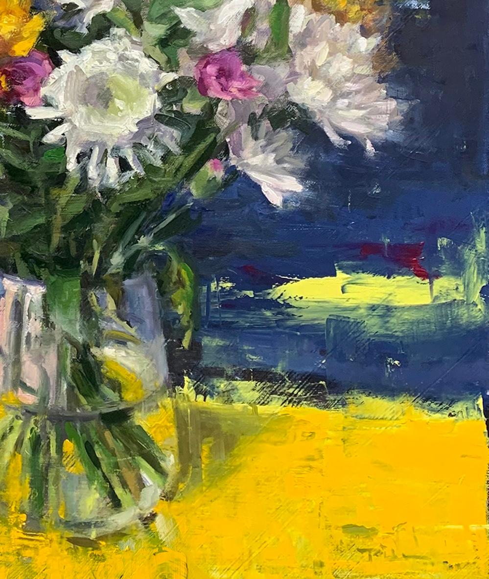„Arrangement with Chrysantheme“ Bunte moderne impressionistische Blumengemälde (Impressionismus), Painting, von Pil Ho Lee