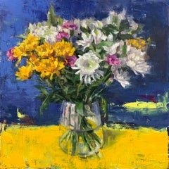 « Arrangement avec chrysanthèmes », fleur impressionniste moderne colorée
