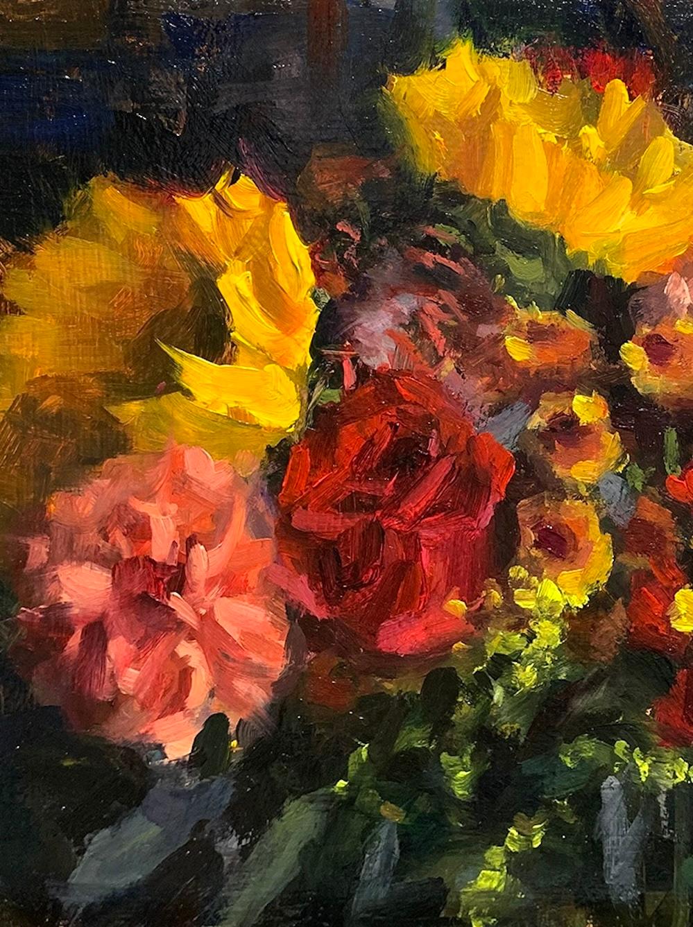 Bouquet d'automne coloré, impressionniste moderne et floral - Impressionnisme Painting par Pil Ho Lee