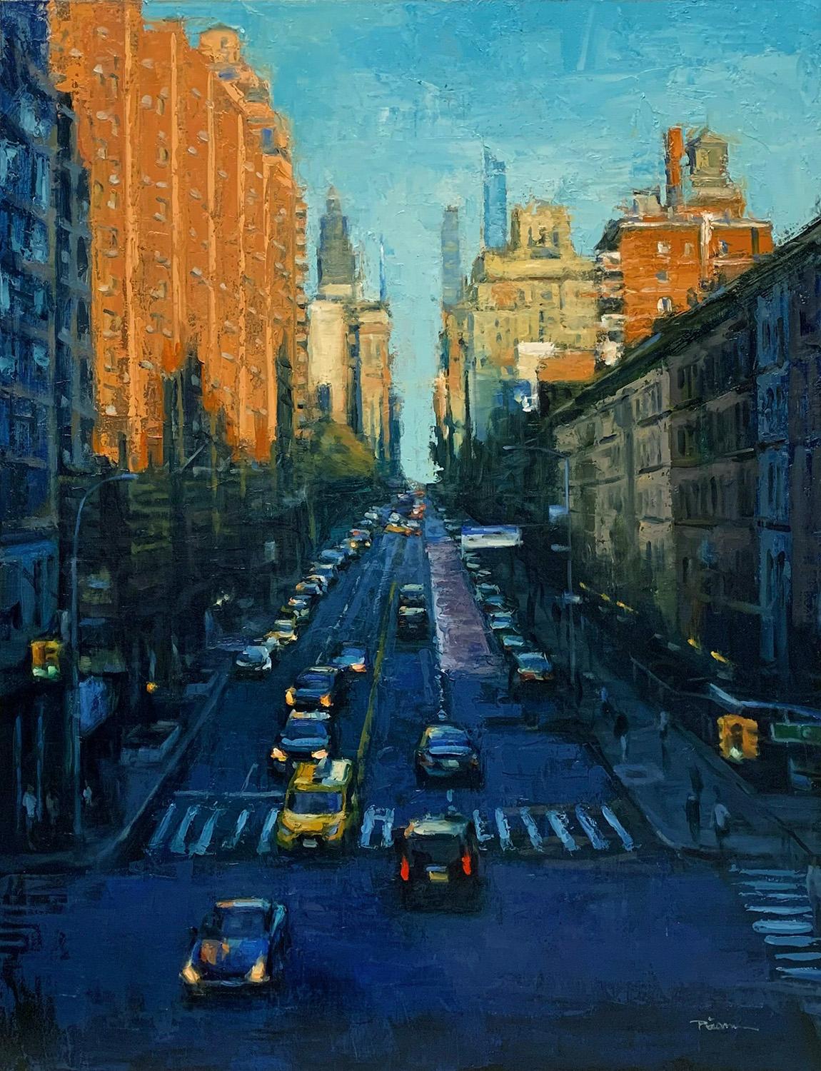 Landscape Painting Pil Ho Lee - "Chelsea  Scène impressionniste contemporaine de la ville de New York