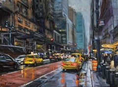 "East 42nd Street" Huile impressionniste contemporaine de NYC