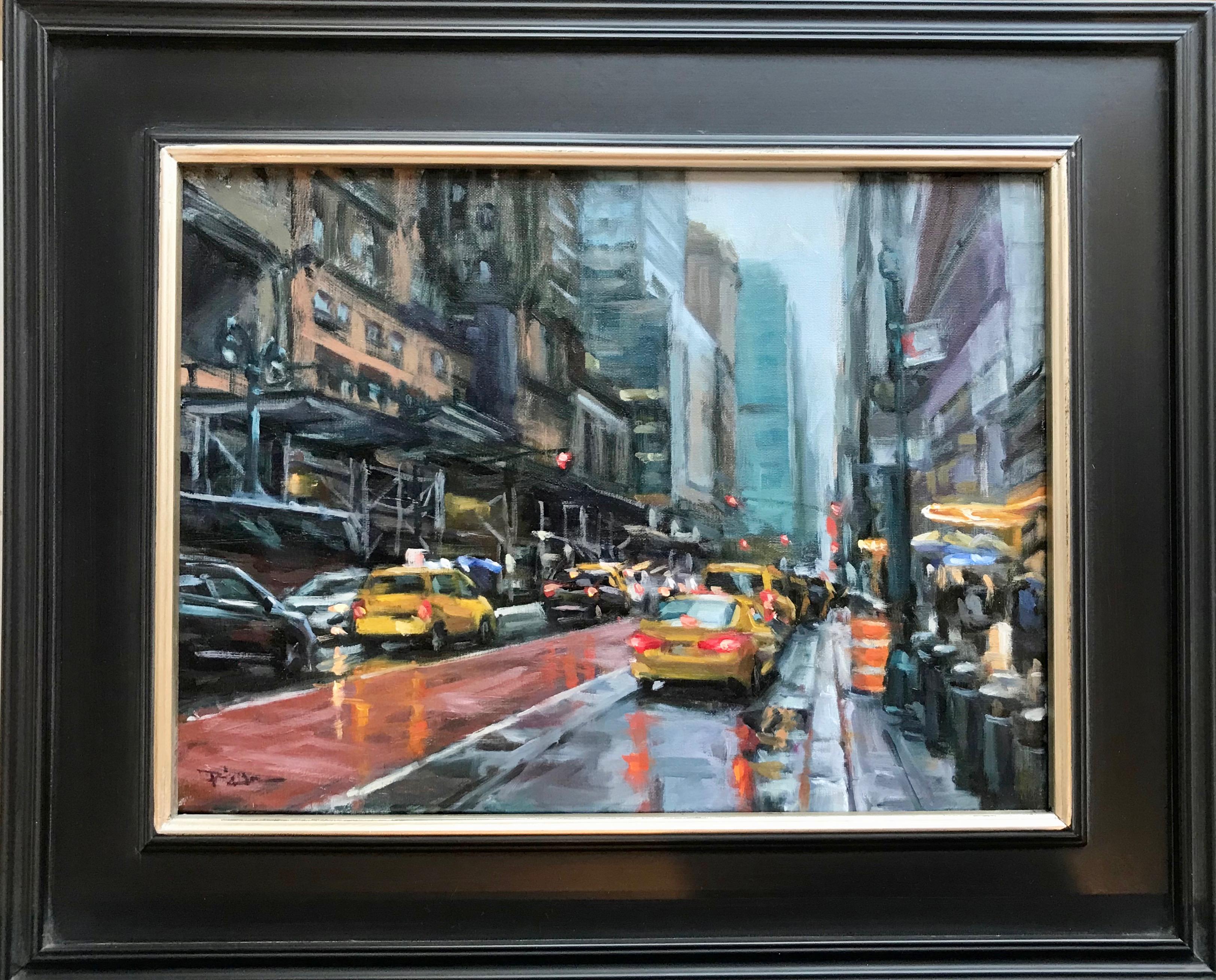 « East 42nd Street »  Scène impressionniste contemporaine de la ville de New York - Painting de Pil Ho Lee