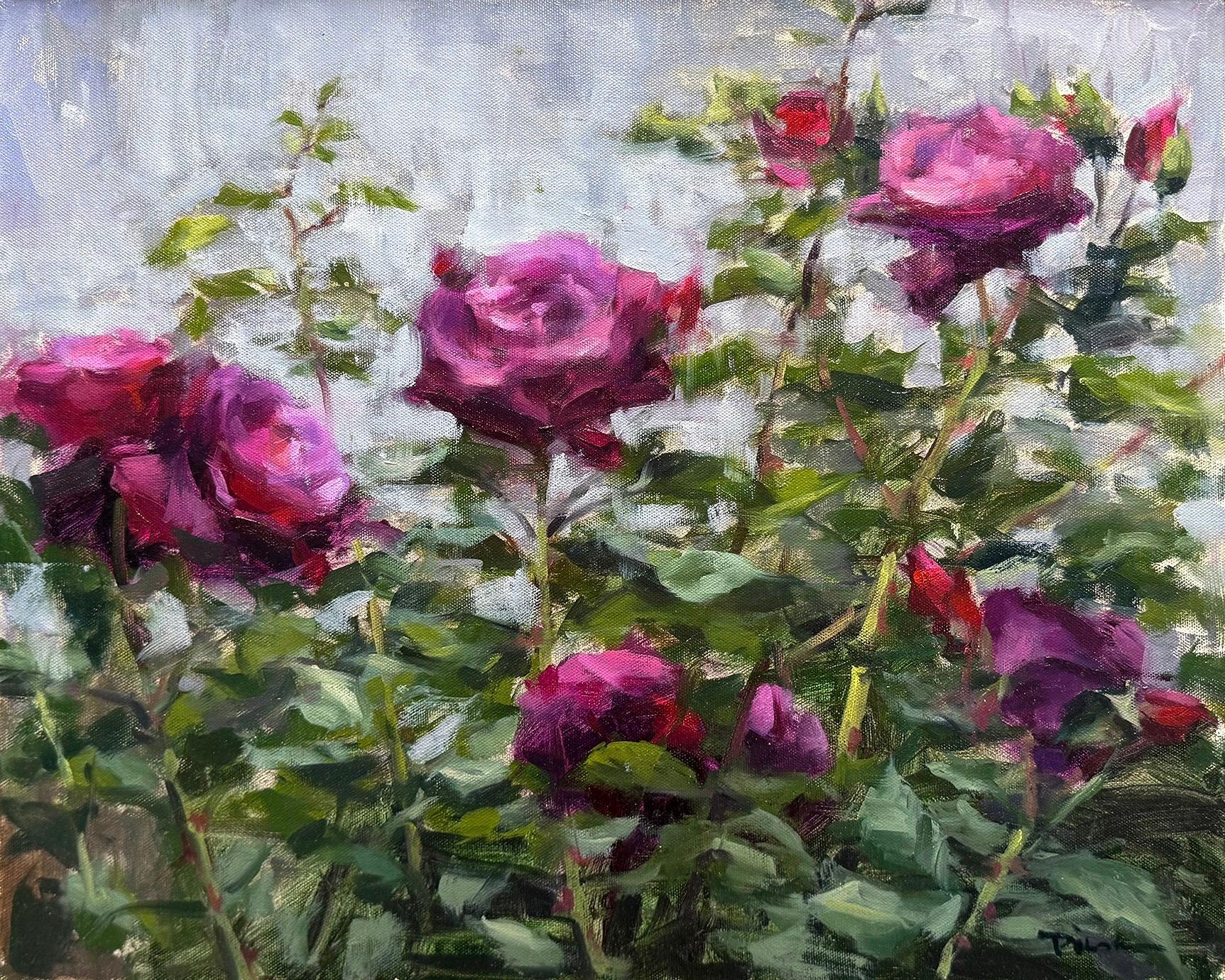"Garden Roses" Colorful Modern Impressionist Floral