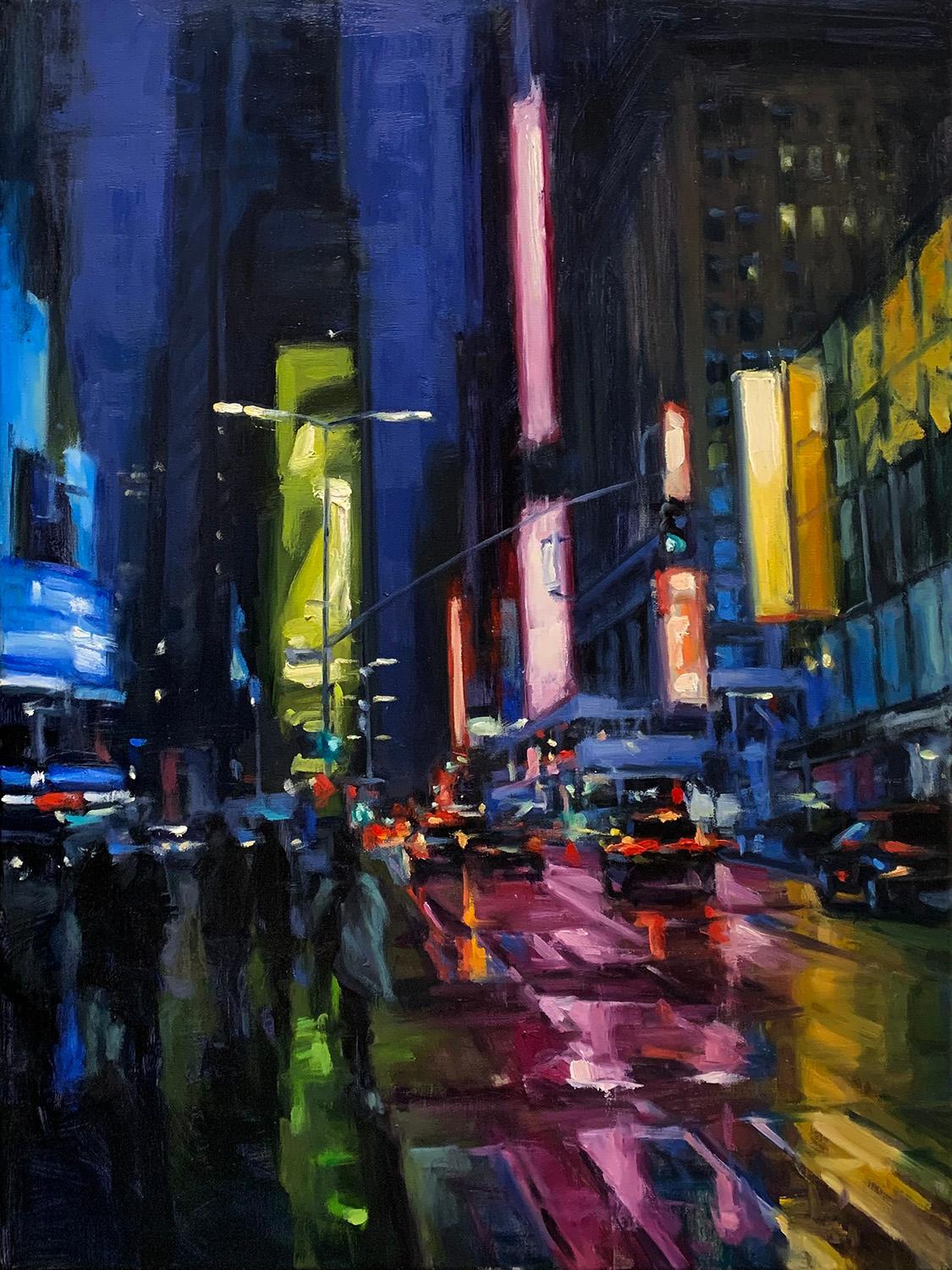 Landscape Painting Pil Ho Lee - "Times Square  Scène impressionniste contemporaine de la ville de New York