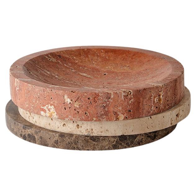 Pila Bowl Red Travertine, Travertine & Emperador by Greg Natale