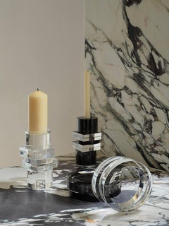 Pila-Kristallschale aus klarem und schwarzem Onyx von Greg Natale