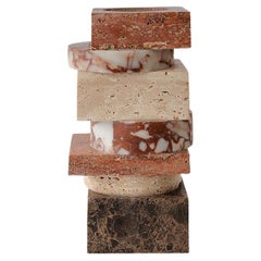 Pila Vase Red Travertine, Rosso, Travertine and Emperador by Greg Natale