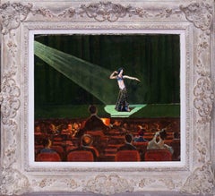 Italian, early 20th C oil painting of a belly dancer performing in a theatre