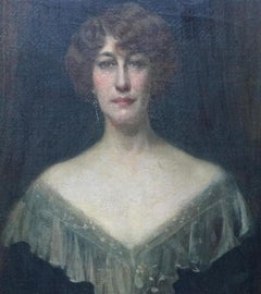 Portrait of Emily Gertrude Muirhead - British Italian 1910 art oil painting