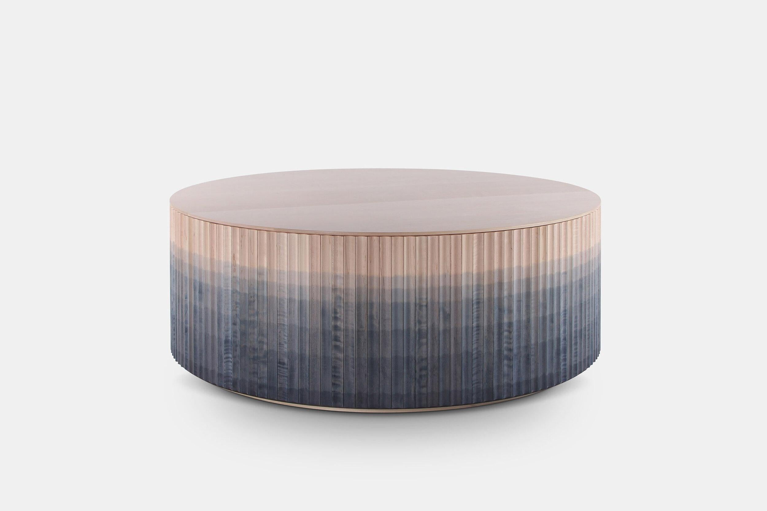 Pilar coffee table by Indo Made 
One of a kind
Dimensions: Ø99 X H38.1 cm 
Materials: Maple with ombre finish.

Also available in other materials. 
Each piece is carefully handcrafted by our team using natural materials and traditional