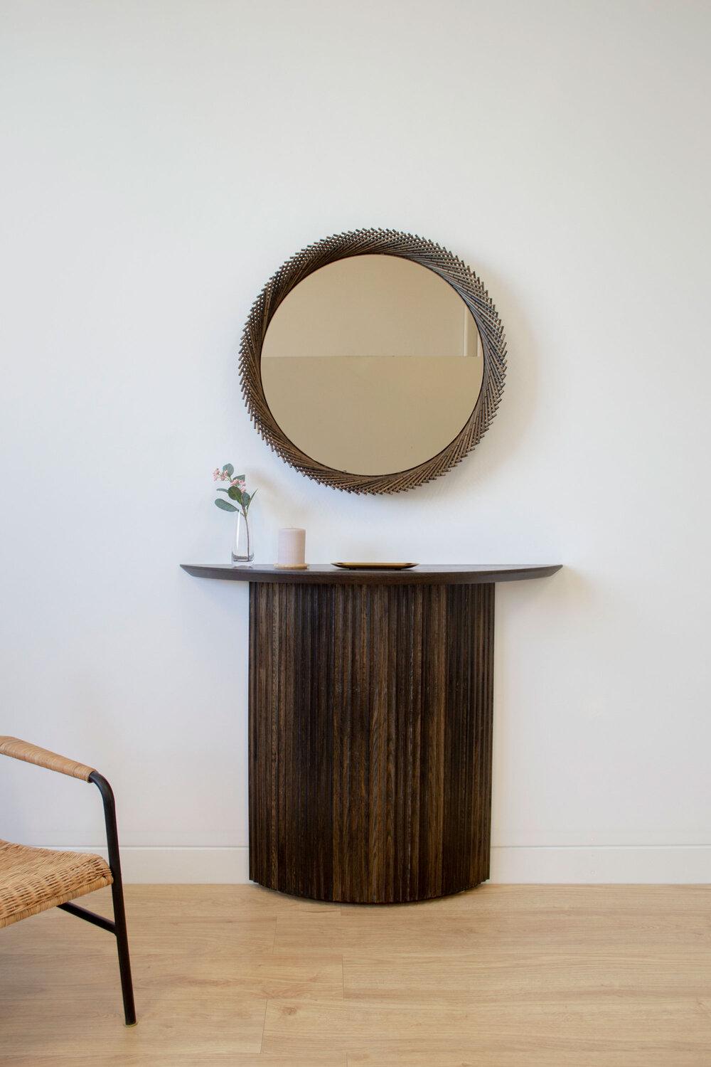 Post-Modern Pilar Demilune Console Table by Indo Made For Sale