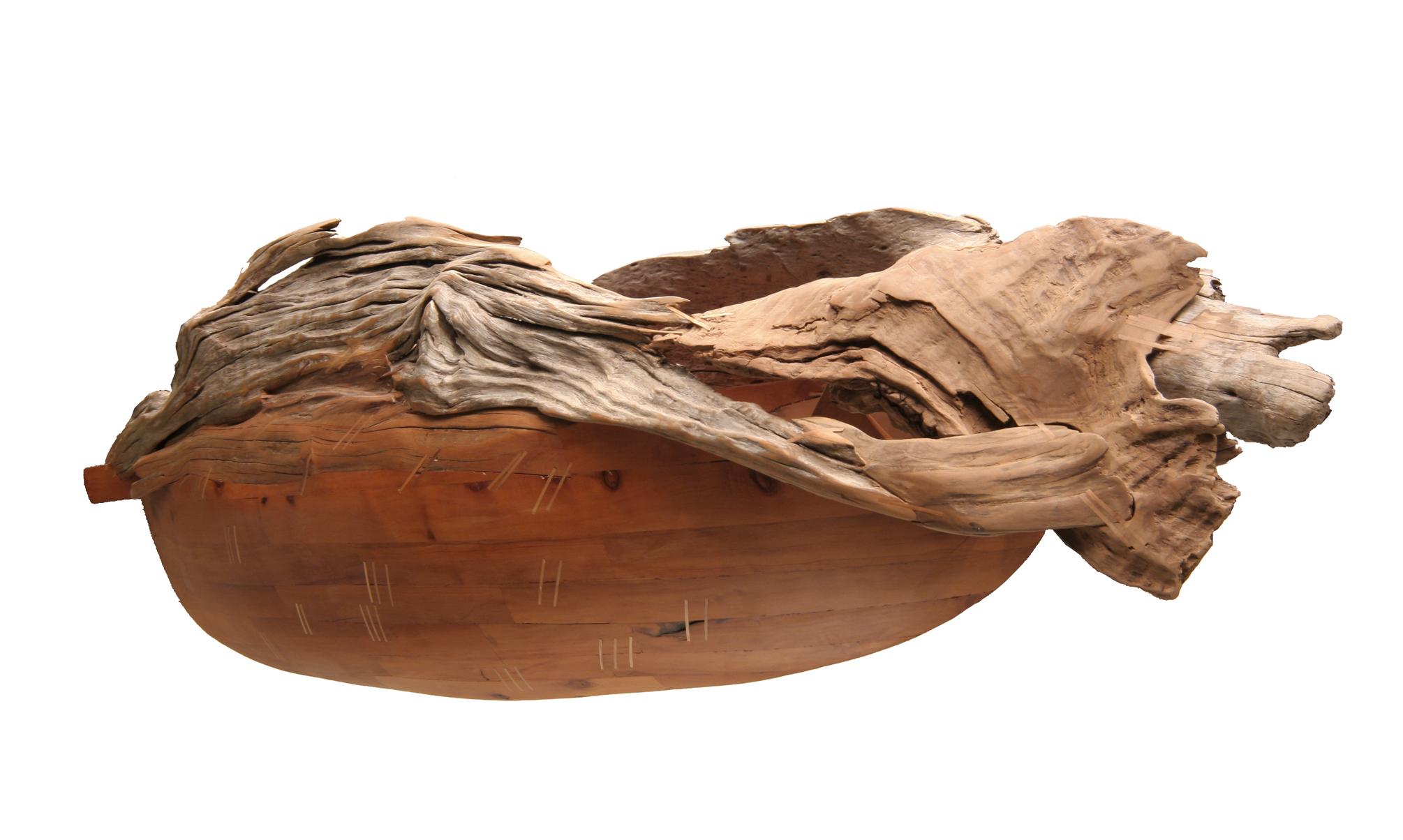 Barca Pez (Fish Boat) - wood sculpture by Chilean artist Pilar Ovalle For Sale 1