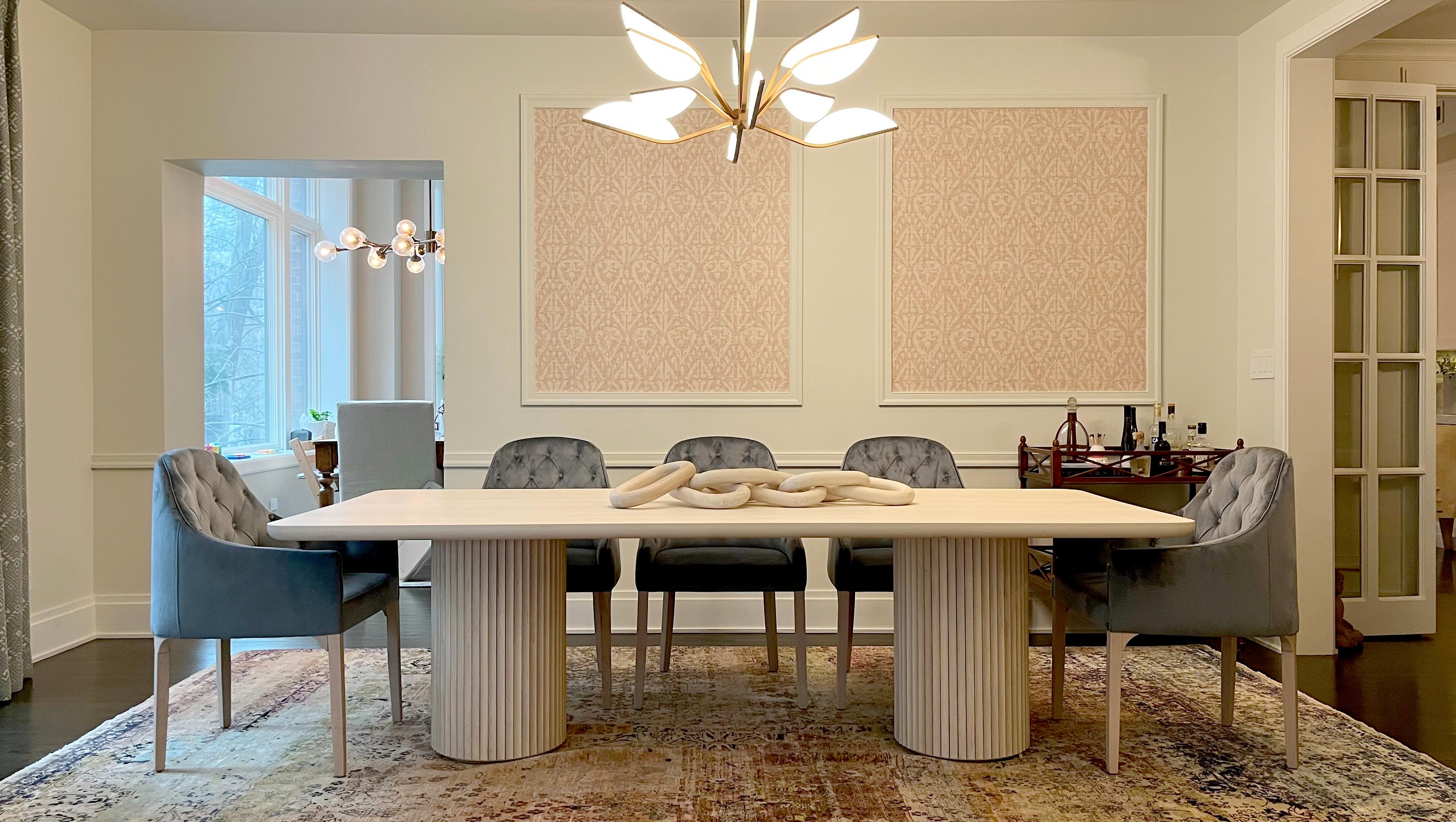 Américain Table de salle à manger rectangulaire PILAR / Bois d'érable blanchi par INDO- en vente