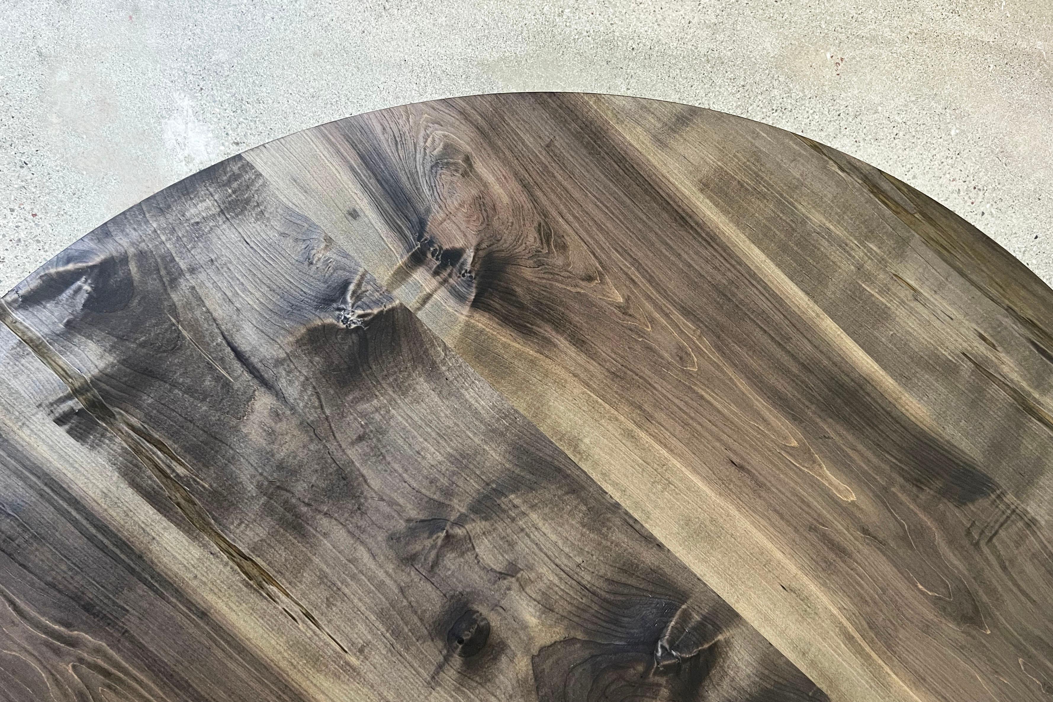Pilar Round Coffee Table Large / Oxidized Maple Wood by INDO- In New Condition For Sale In Rumford, RI