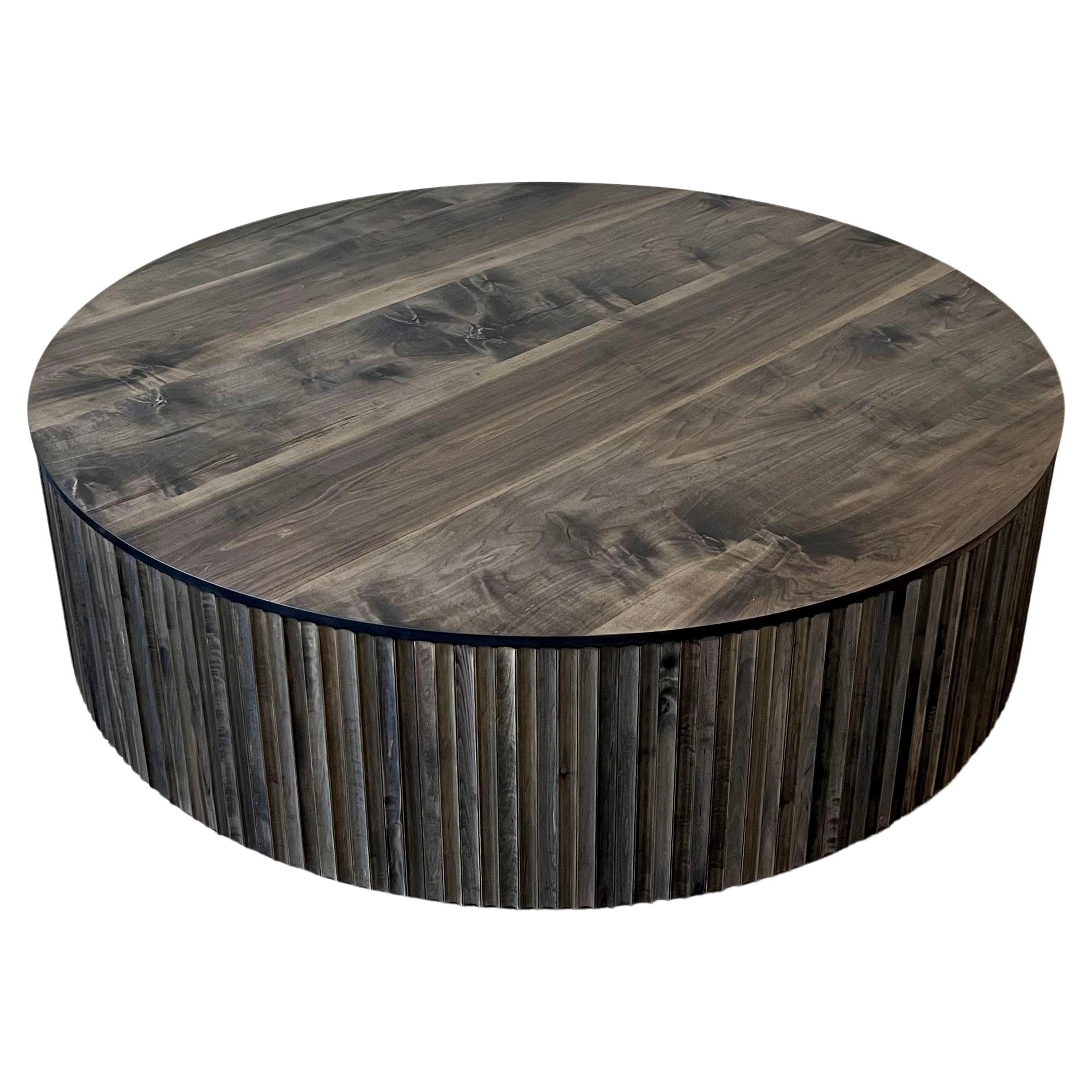 Pilar Round Coffee Table Large / Oxidized Maple Wood by INDO-