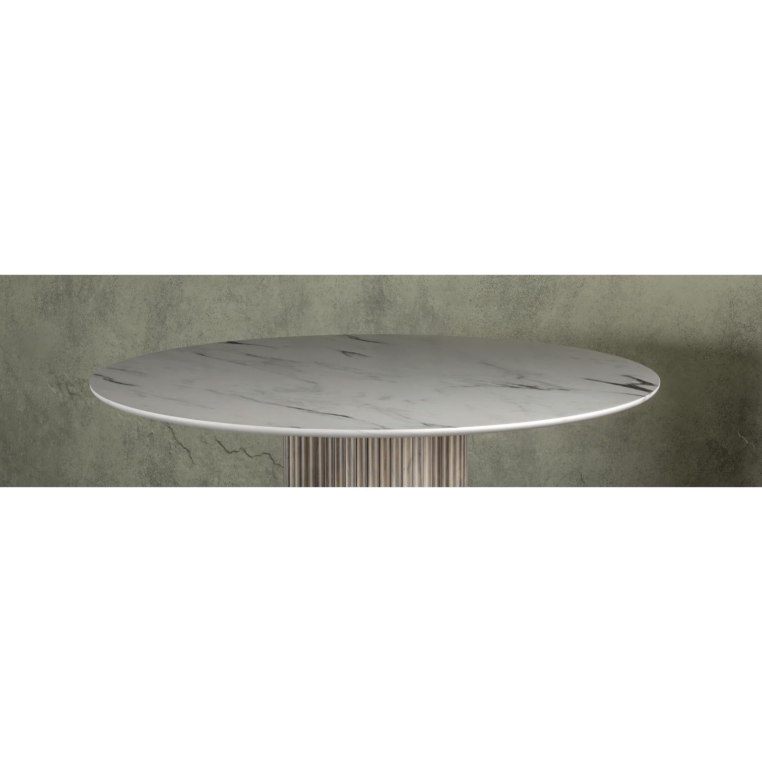 American Pilar Round Dining Table by Indo Made For Sale