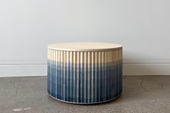 Pilar Round Occasional / Side Table / Cobalt Blue Ombré on Maple Wood by INDO-