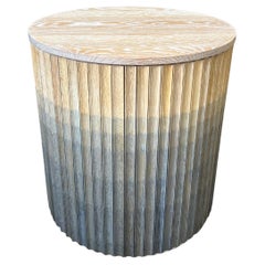 Pilar Round Side Table / Blue Ombré on Oak Wood by INDO-