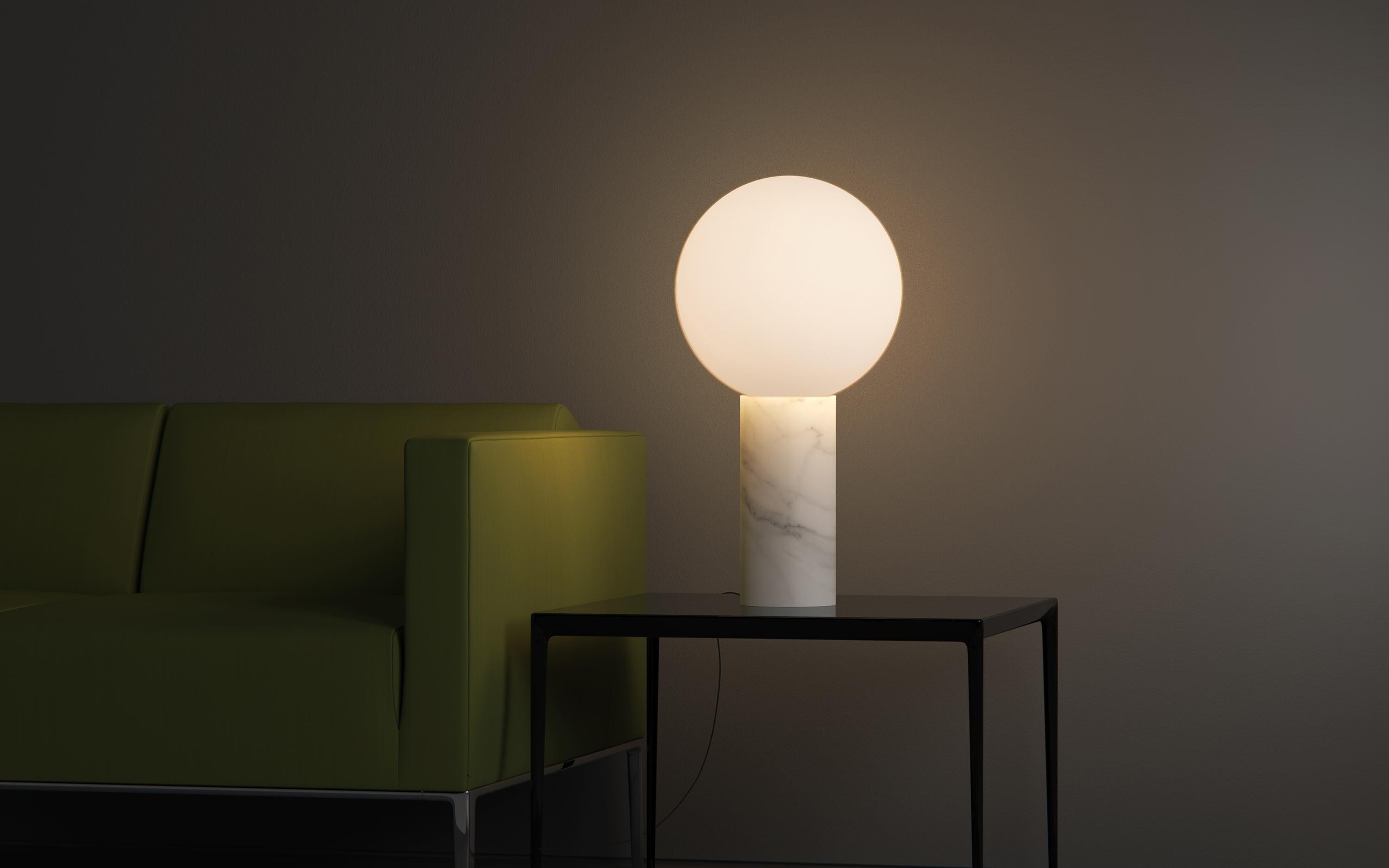 Modern Pilar Table Lamp White Marble For Sale
