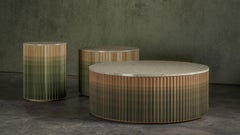 Pilar Tische - 3er-Set / Celadon Green Ombré auf Ahornholz von INDO-