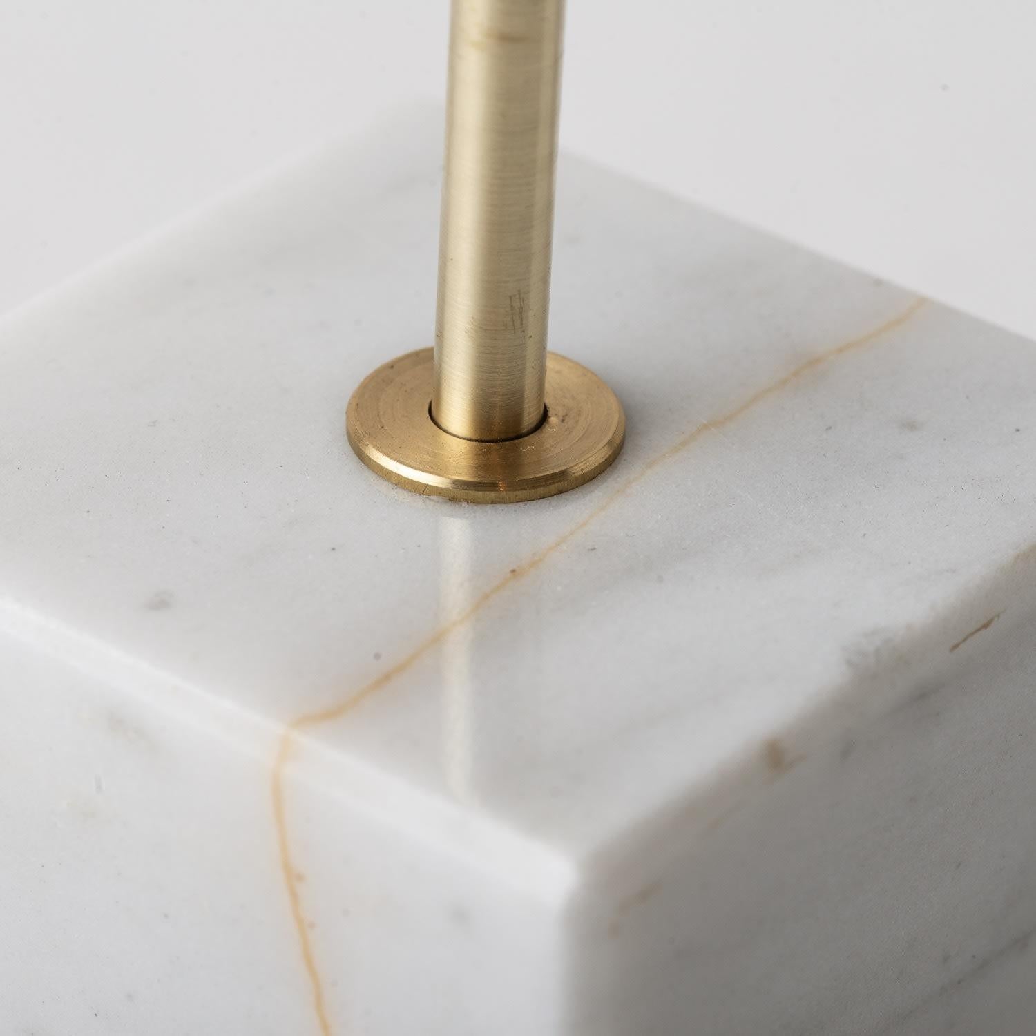 Pilar White Marble & Brass Candle Holders For Sale 2