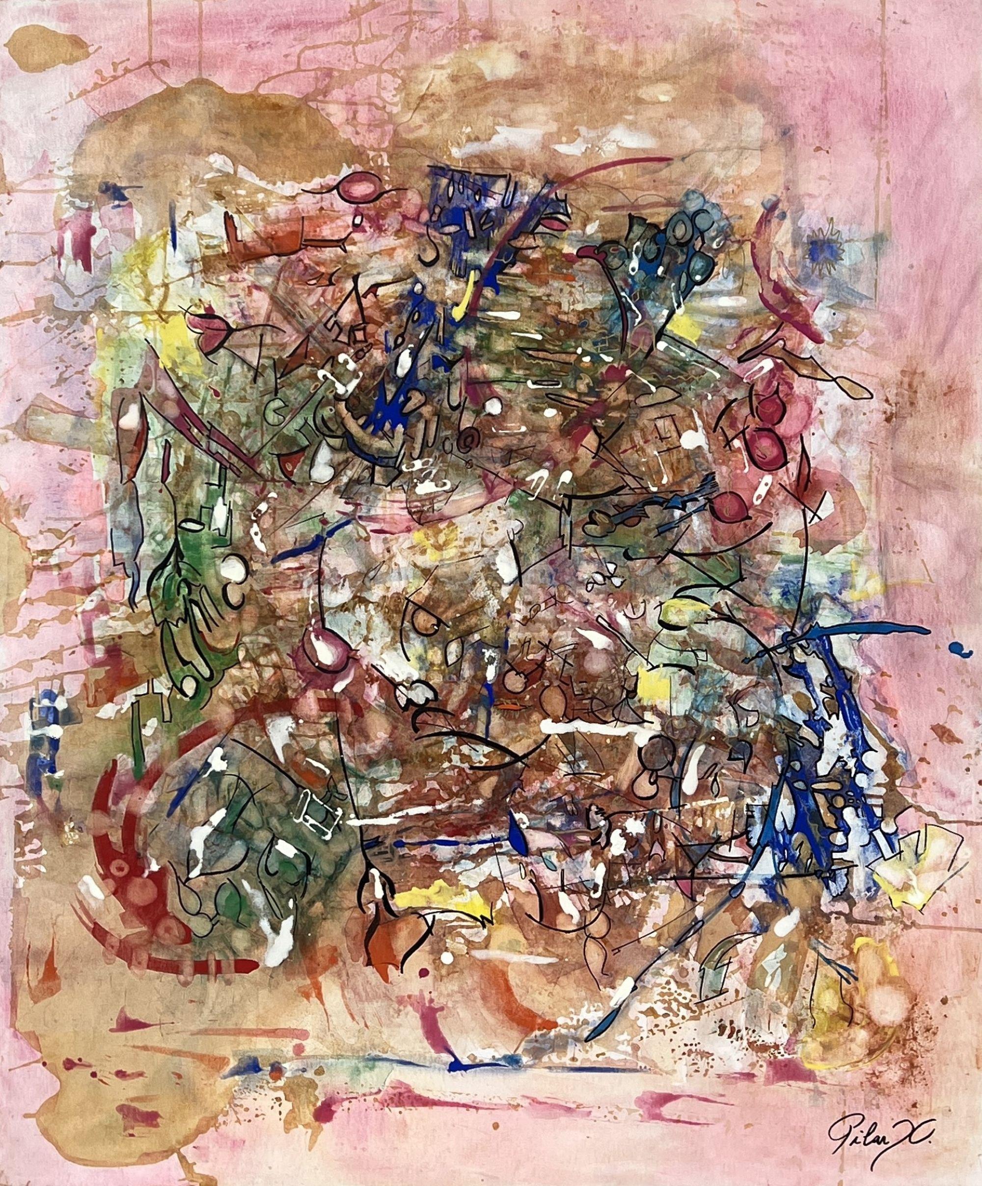 Pilar Xercavins Casas Abstract Painting - La ciudad desde el aire