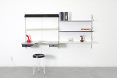 Pilastro Mid-Century Dutch Enameled Metal Wall Shelving Unit w/ Desk & Light