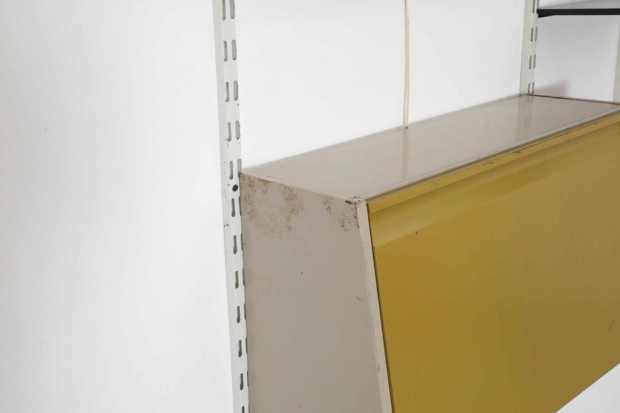 Pilastro 2 Section Wall Mount Shelving Unit with Drop Down Desk and Light In Good Condition For Sale In Los Angeles, CA