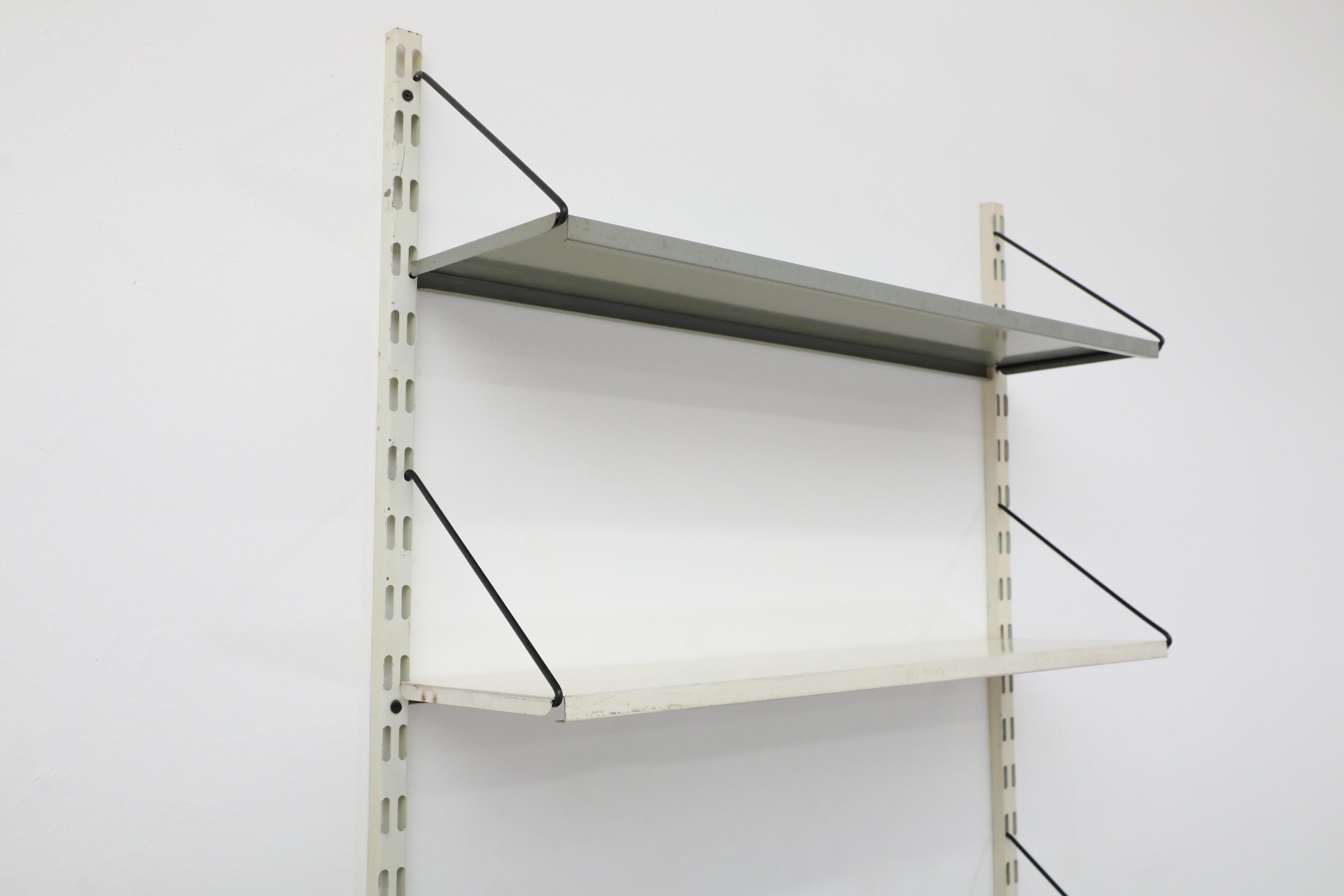 Pilastro Adjustable Metal Shelving Unit w/ Red and White Cabinet & Four Shelves For Sale 5