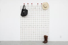 Pilastro Attributed White Enameled Industrial Coat Rack with Red Balls, 1950