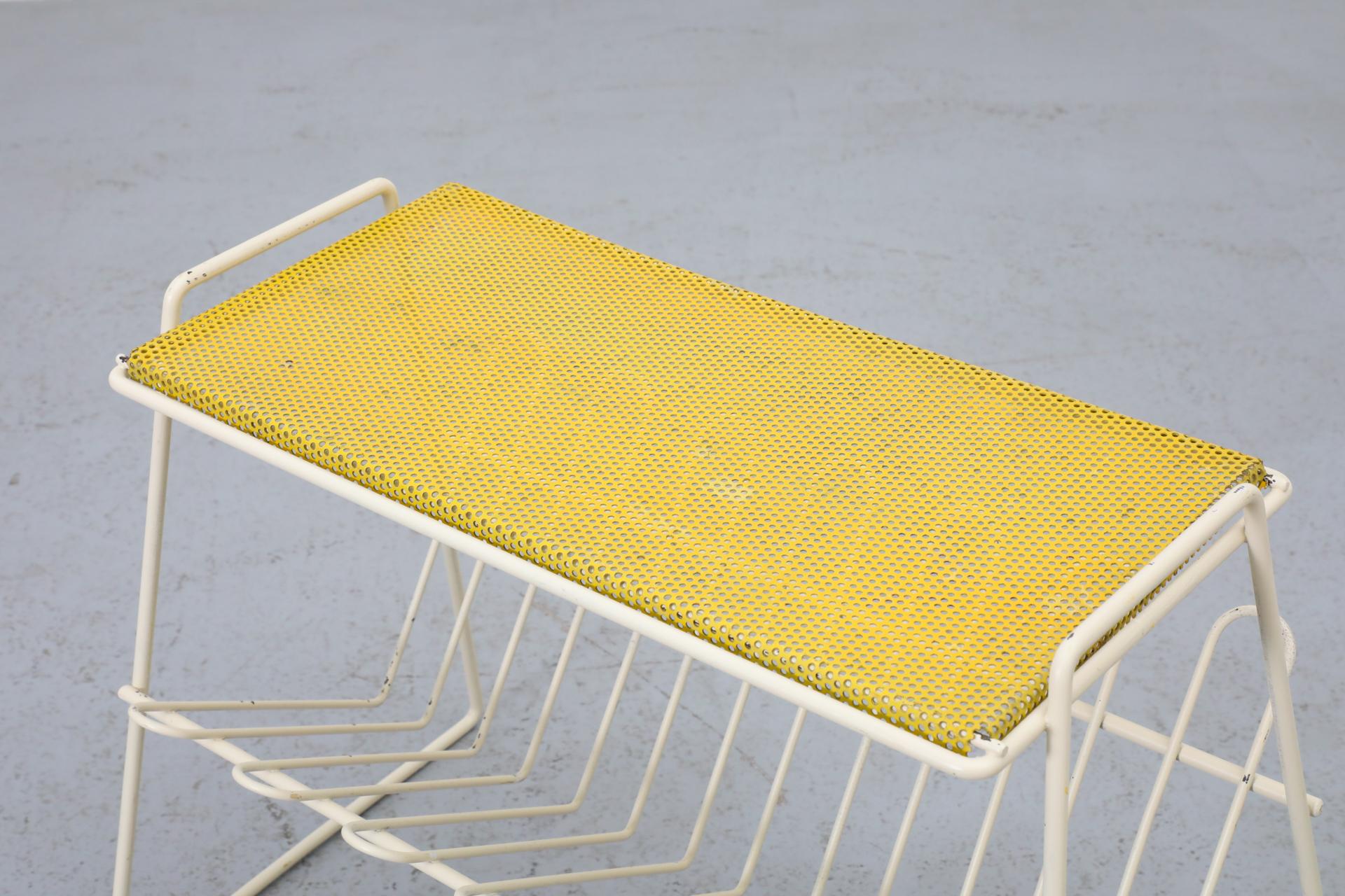 Pilastro Attributed Enameled Metal Perforated Telephone Table w/ Magazine Rack For Sale 6