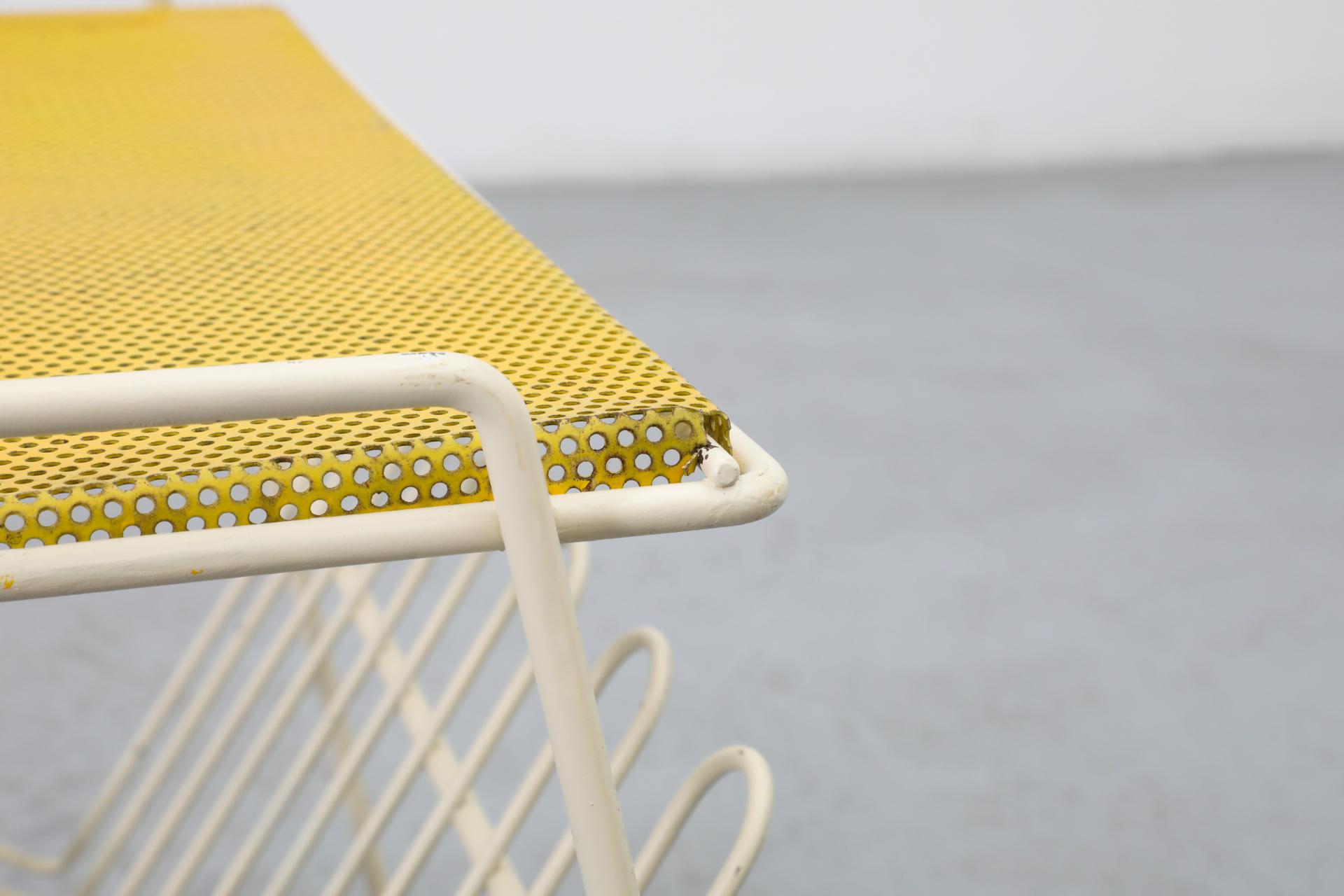 Pilastro Attributed Enameled Metal Perforated Telephone Table w/ Magazine Rack For Sale 11