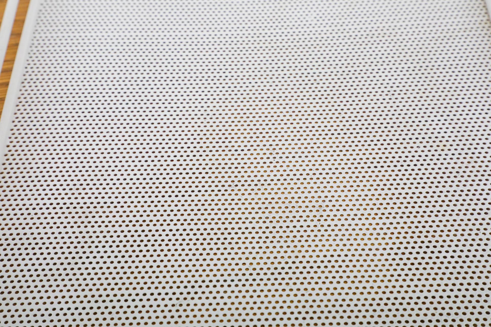 Pilastro Attributed Mategot Style White Enameled Perforated Metal Serving Tray For Sale 4