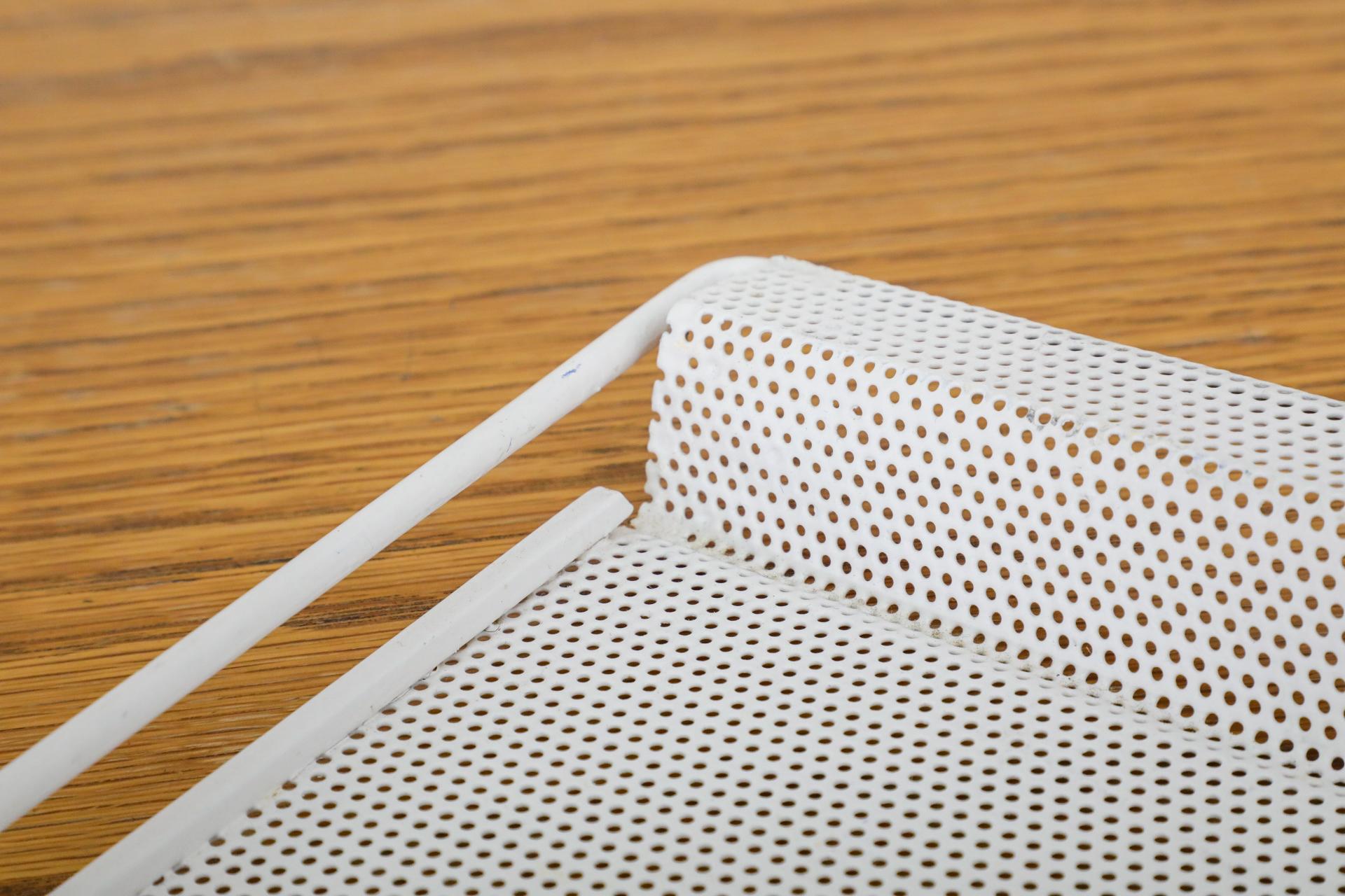 Pilastro Attributed Mategot Style White Enameled Perforated Metal Serving Tray For Sale 3