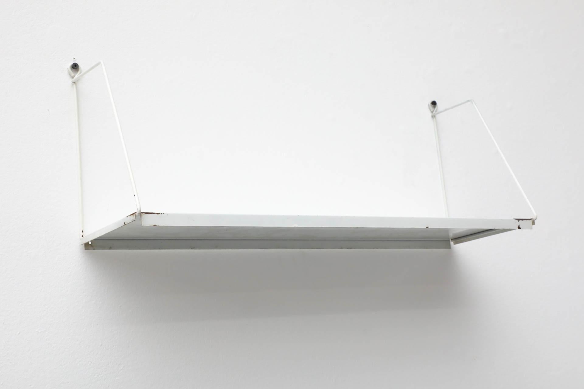 Pilastro Attributed Single White Enameled Metal Wall Mount Shelf For Sale 4