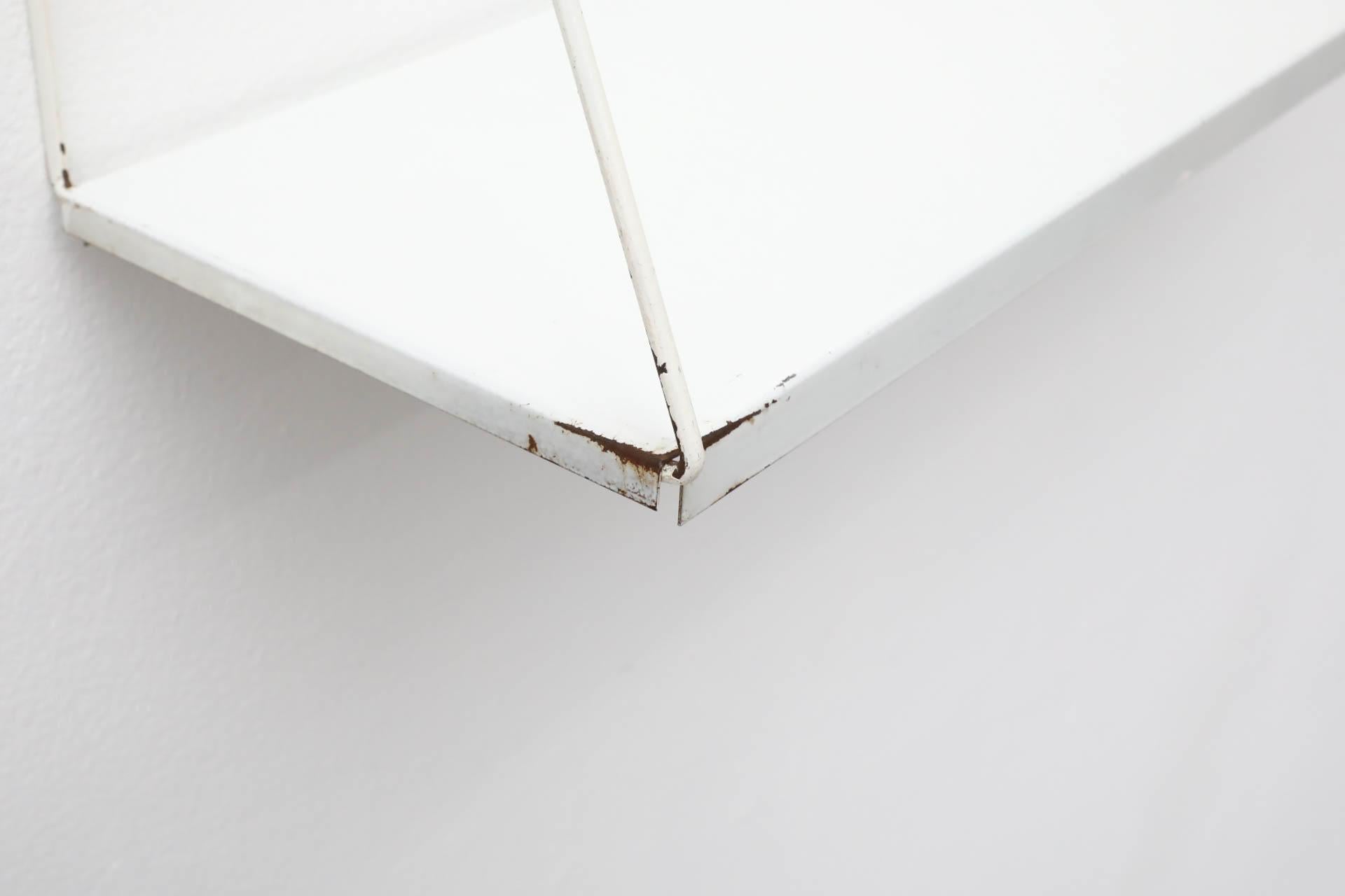 Pilastro Attributed Single White Enameled Metal Wall Mount Shelf For Sale 5