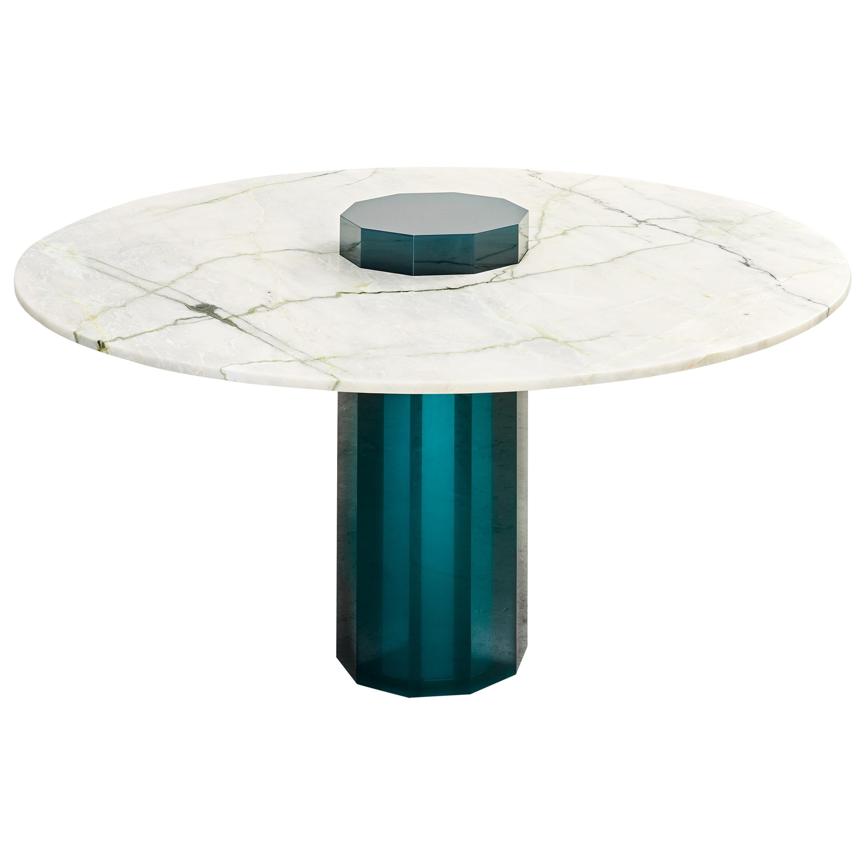 Emily Summers Studio Line Custom White Marble Dining Table For Sale at 1stDibs