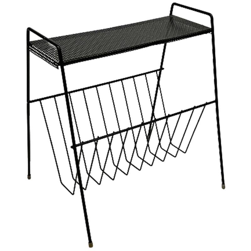 Pilastro Metal Magazine Rack with Perforated Small Table Top