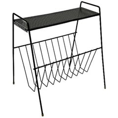 Pilastro Metal Magazine Rack with Perforated Small Table Top