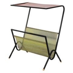 Pilastro Style Perforated Red and Yellow Telephone Table w/ Black Enameled Frame